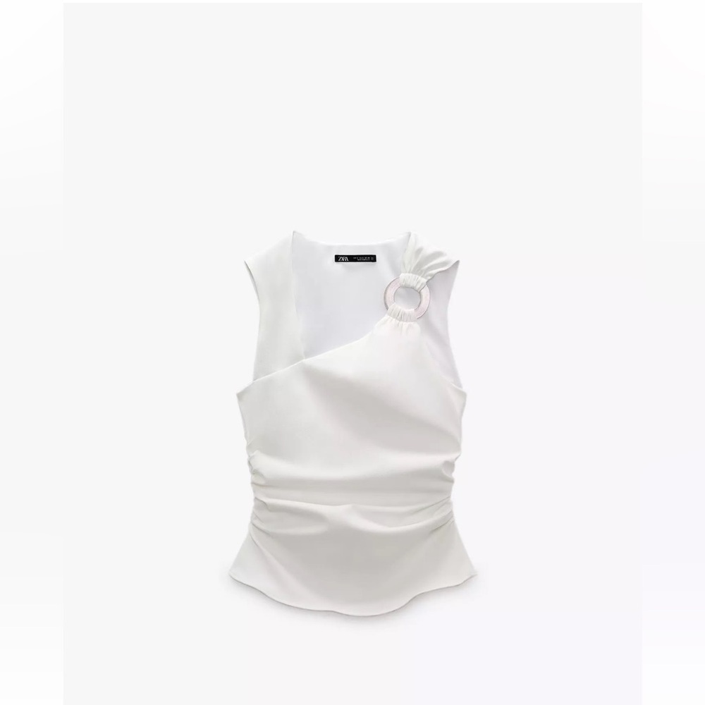 ZARA Asymmetrical Buckled Top Size M NWOT